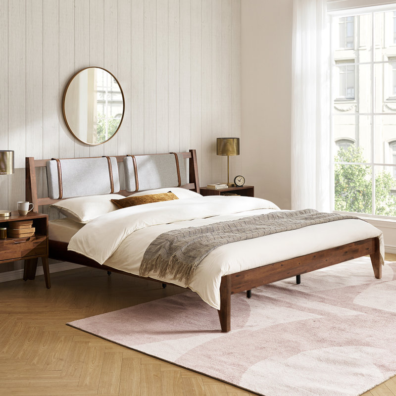 Faheemah Ted Bed, Walnut, King Upholstered