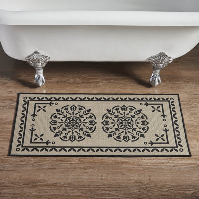 Tapis de bain en jacquard de polyester brun clair Custom House