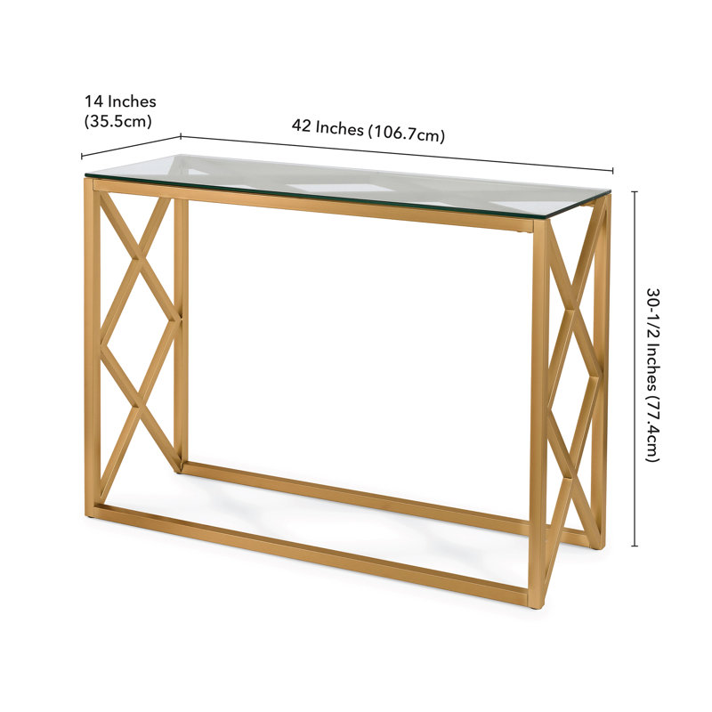 Glass Top Console Table, Brass
