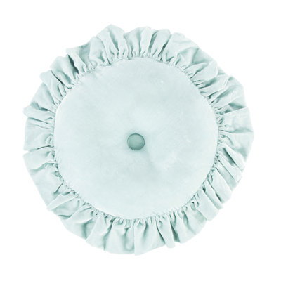 Stella Faux Silk Velvet Ruffled Romantic Western 18 inch Round Decorative Pillow