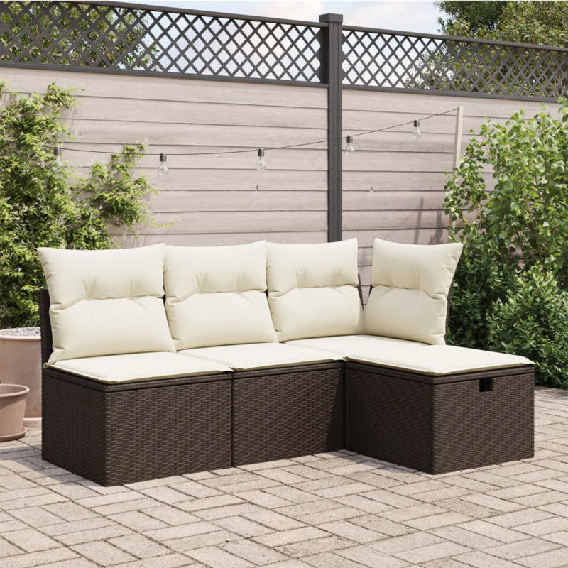  Tabouret de jardin brun, blanc crème, Brun, Blanc