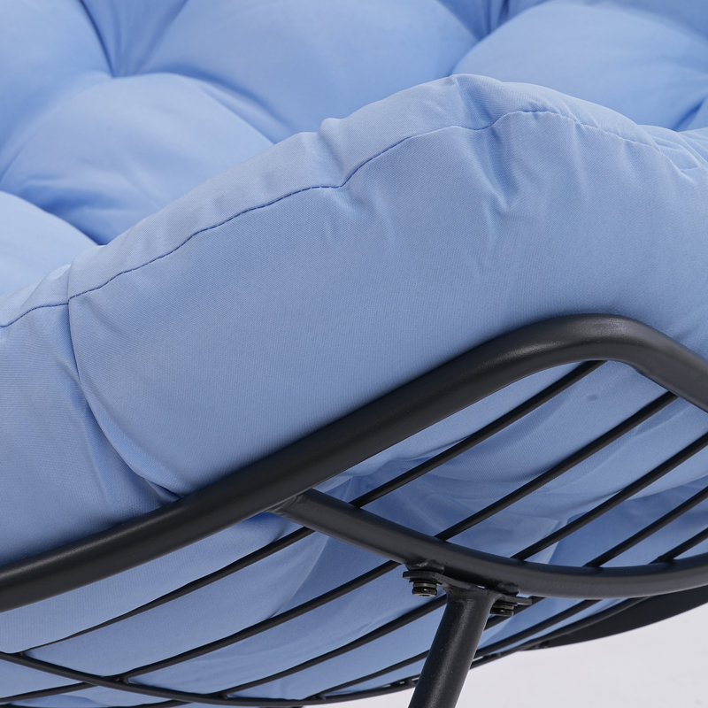  Chaise berçante d'extérieur surdimensionnée turquoise avec coussin épais Papasan, Bleu, Noir