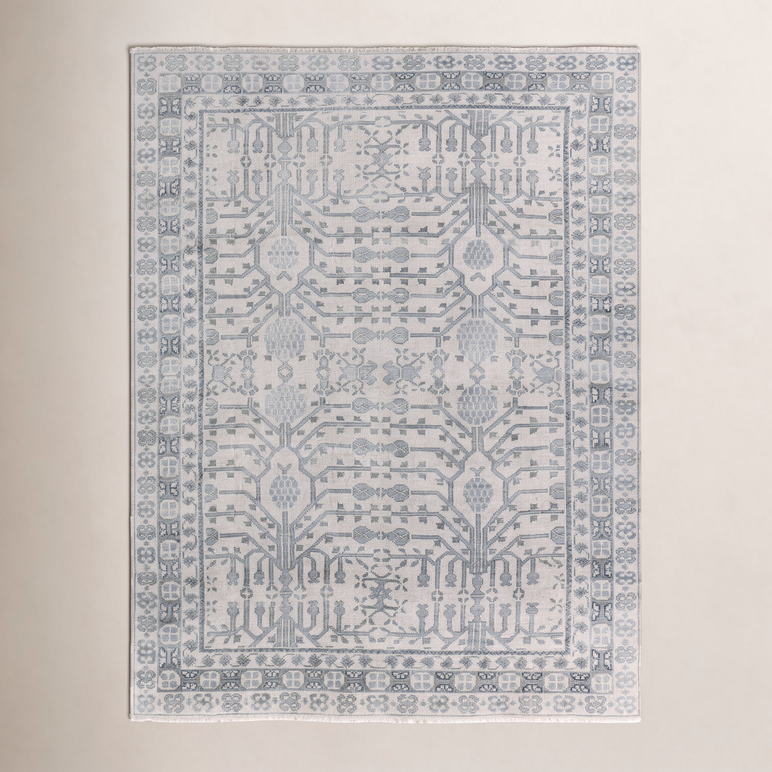 Gray Hand-Knotted Wool Oriental Rug, Rectangle 8'6" x 11'6"