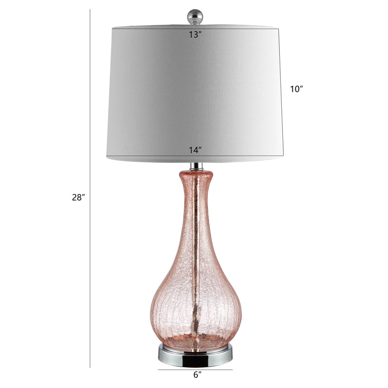 Lodewyk Glass Table Lamp, Light Blush Crackle