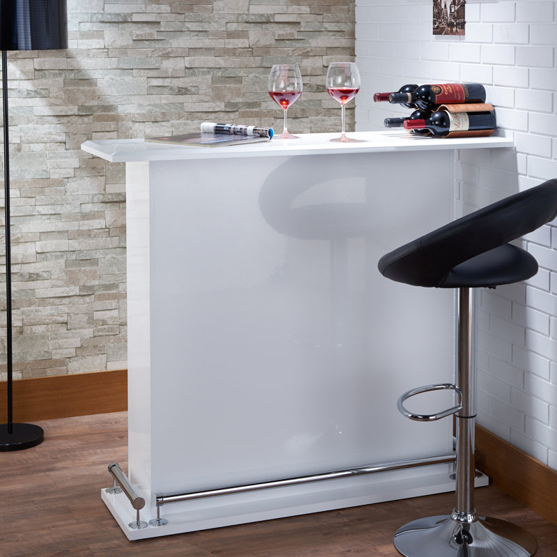 6-Shelf Bar Table In White Gloss For Dining Room - & Chic Appearance Rectangular With High Elegant Design