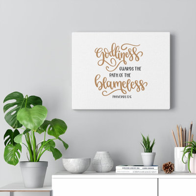 Godliness Guards Proverbs 13:6 - Wrapped Canvas Print