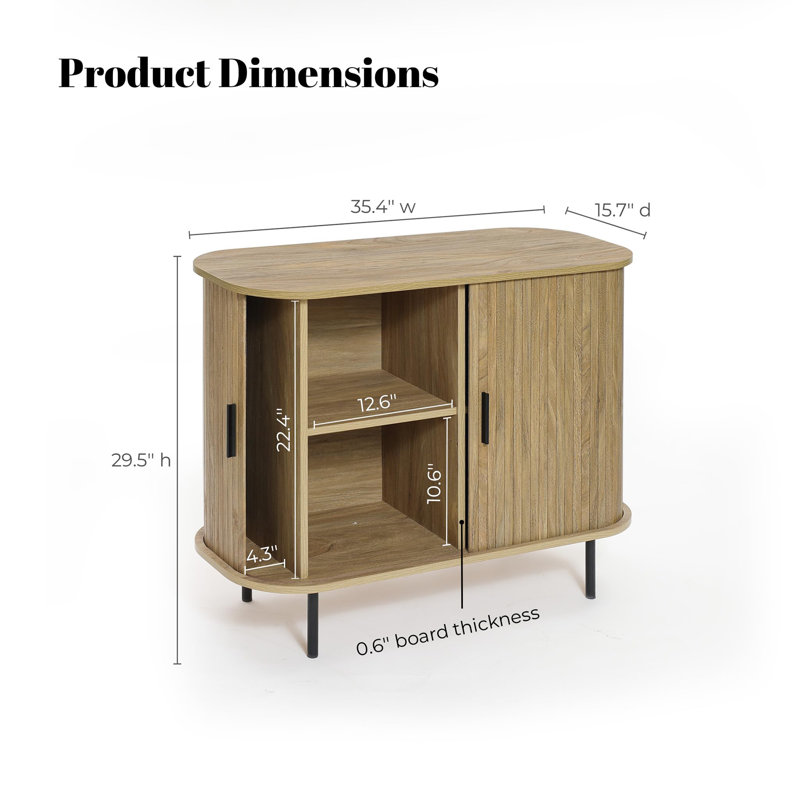 35.4" Buffet Cabinet with Storage, Oak