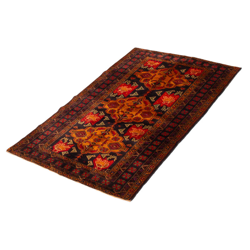 Tapis orange Teimani 3 pi 10 po x 6 pi 4 po