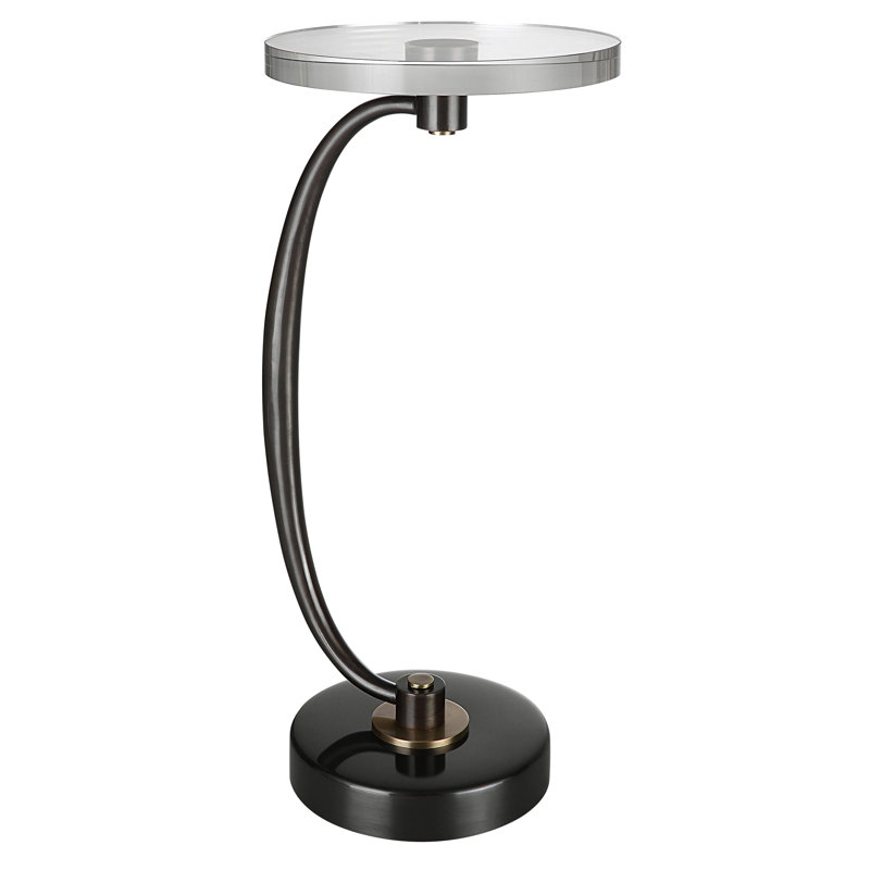 Shura Glass Top End Table, Black