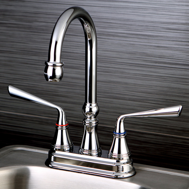 Kingston Brass Silver Sage Two-Handle 2-Hole Deck Mount Bar Faucet, Polished Chrome