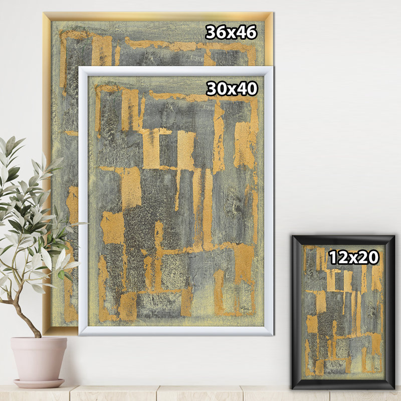 Glam Metallic Form II - reproduction d'art sur toile encadrée, H 40 po x l 30 po x P 1,5 po, Cadre argenté