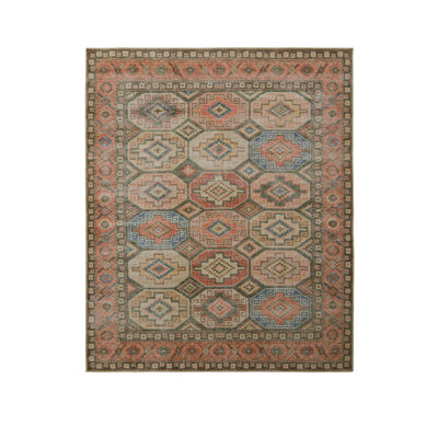 Distressed Homage Hand Knotted Wool Geometric Area Rug