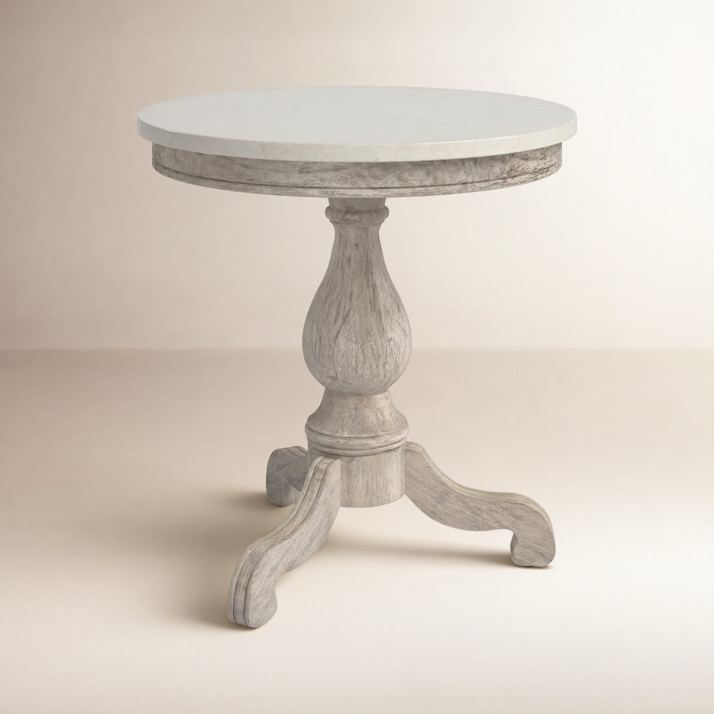 Aberdale 24" Genuine Marble End Table, Rustic Gray