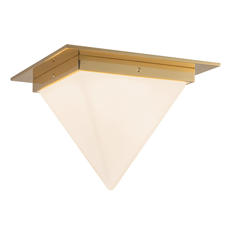 Mineral 11-in Brass Flush Mount, Brass, Opal Glass