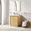 30 po. Clairence Meuble-lavabo autoportant à simple cuve en chêne clair avec plateau en quartz de Carrare-289185529