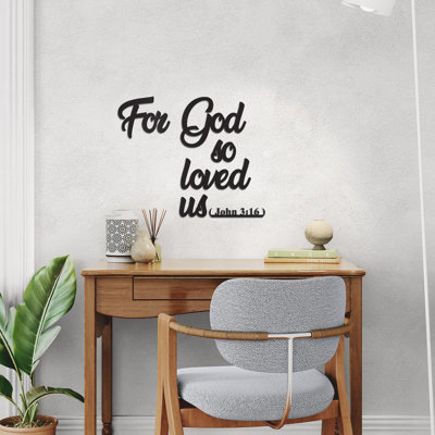 «For God So Love Us», art mural en métal, signe de Jean 3: 16, verset de la Bible, art de la maison chrétienne, écriture murale, cadeau religieux