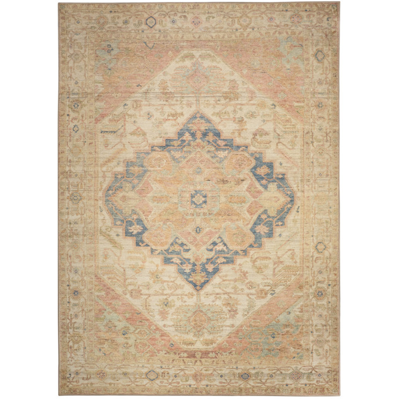 Heriberto Machine Washable Vintage Area Rug, Rectangle 4' x 6'