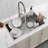 27 inch x 19 inch Dark Gray Stainless Steel Single Bowl Overmount Kitchen Sink with US Standard Drain and Hook