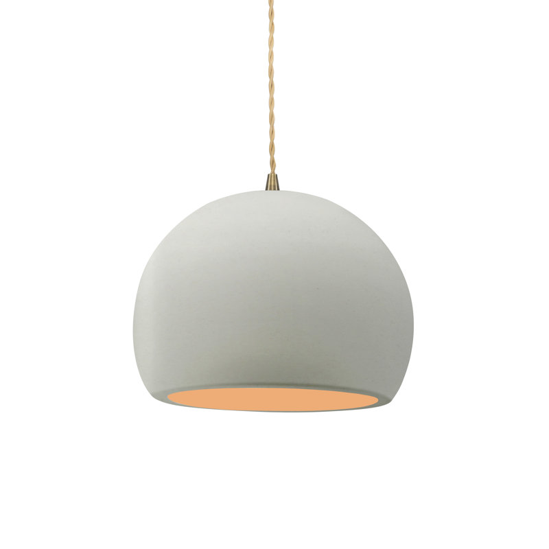 Luminaire suspendu à 1 lumière Aschwin, H 6 po x l 7 po x P 7 po, Blanc mat / or champagne, Laiton antique
