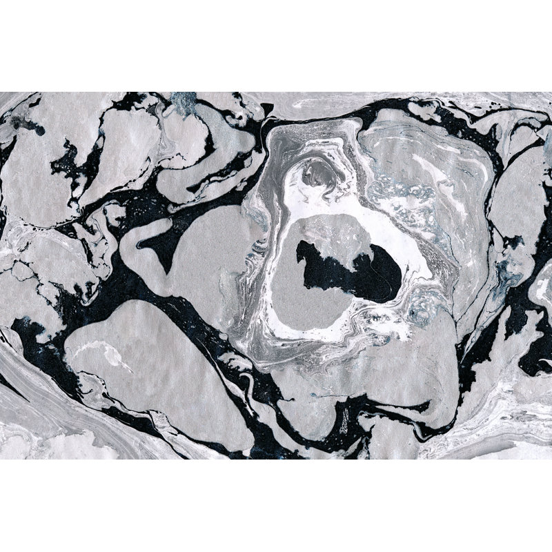 Black And Silver Marble Texture - Wrapped Canvas Print, 51cm H x 76cm W x 3.8cm D