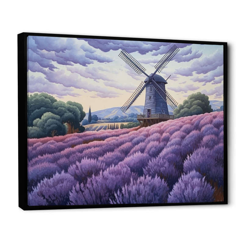 Lavender Mills I, reproduction d'art sur toile, H 12 po x l 20 po x P 1 po, Cadre flottant noir