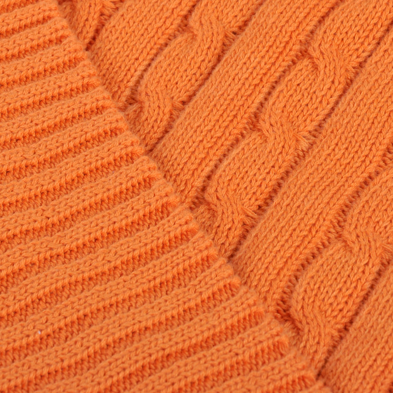Jeté tricoté, jeté 100% pur coton, lavable à la machine, confortable - NTBAY, Orange, L 67 po x l 51 po