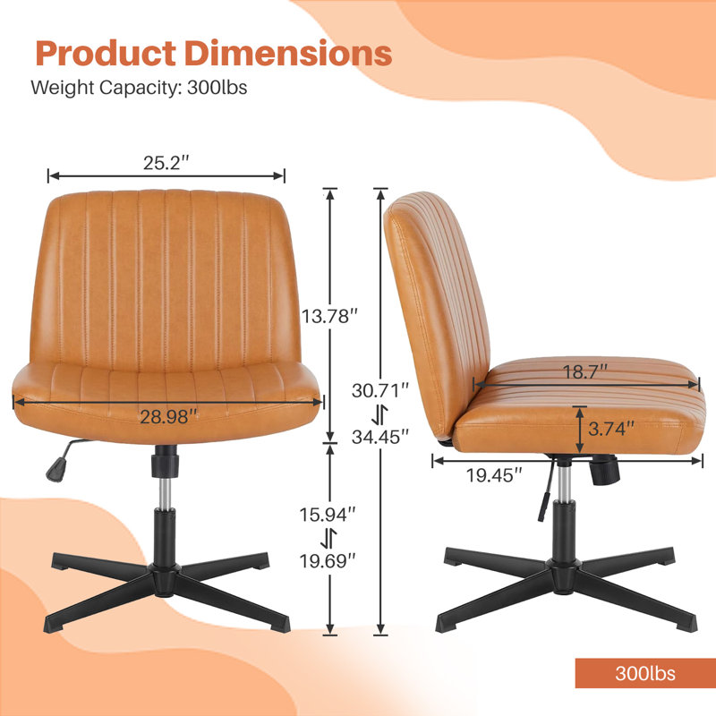 Brenae Upholstered Armless Swivel Task Chair, Fabric, PU Brown