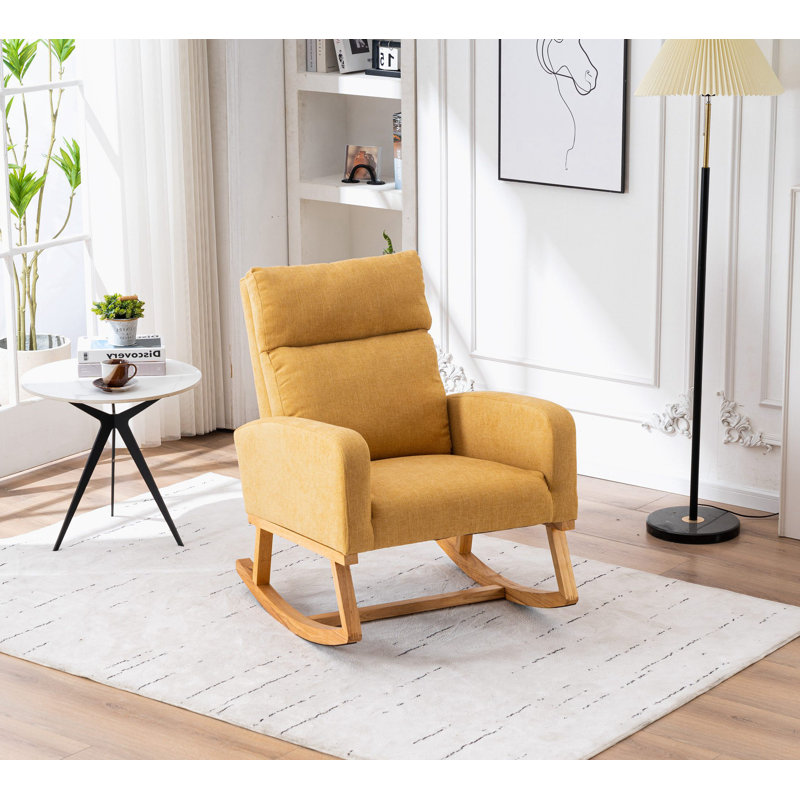 Chaise berçante en lin, Jaune