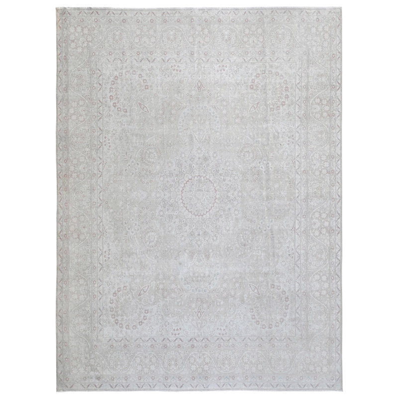 Hand Knotted Wool Abstract Area Rug in Gray
