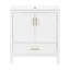 Meuble-lavabo cannelé élégant de 30 po avec lavabo en céramique, boîte simple, pieds en bois massif, portes et tiroir à fermeture en douceur, tablette de porte-986909388