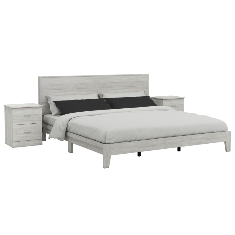 Allyannah 3 Pieces Bedroom Set, Dusty Gray Oak, King
