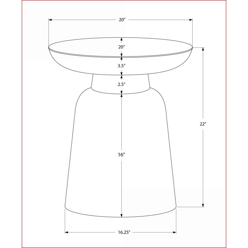 Table basse en cuivre martelé en métal avec base en forme de cloche, 22 po de hauteur - peu encombrante pour le salon et la chambre à coucher, aucun assemblage requis