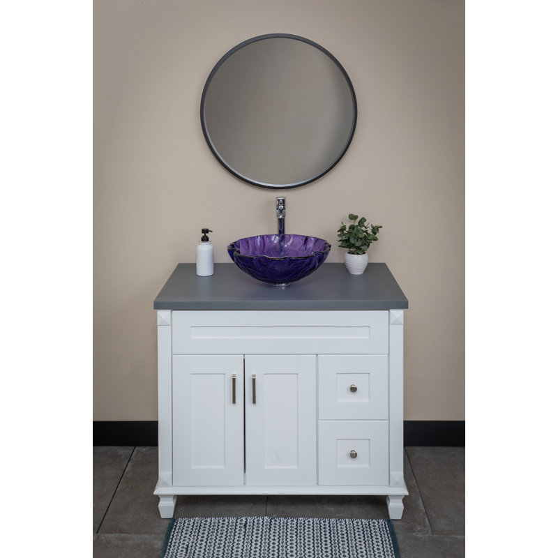 Plateau de meuble-lavabo simple en pierre 25 po Eden Terrazzo, Gris foncé