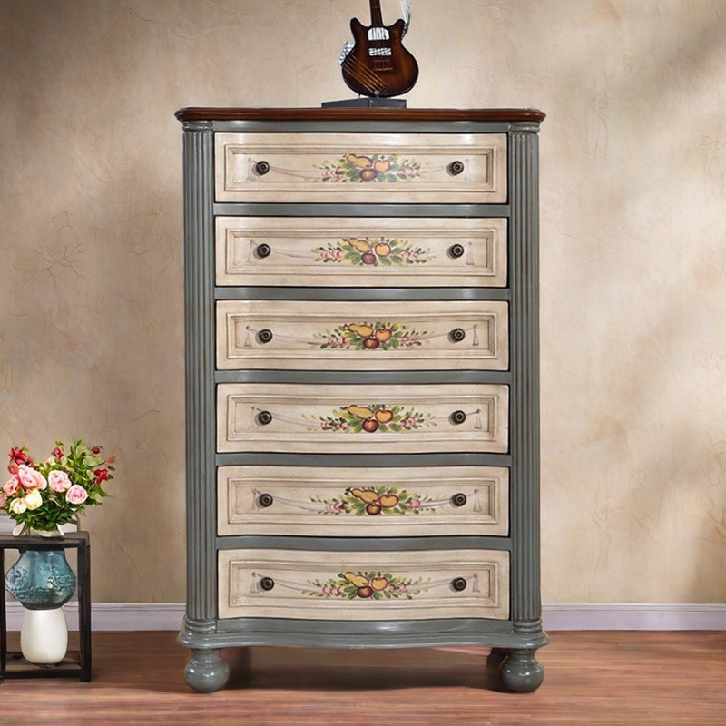 Chic Mediterranean-Inspired 6-Drawer Accent Chest