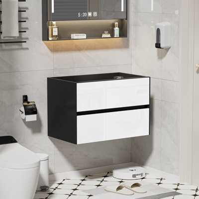 Base de meuble-lavabo simple 30 po noir et blanc seulement, lavabo non inclus