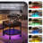 Lift Top Round Coffee Table with RGB LED Lights, Rolling Storage Table with Lockable Casters for Living Room-346361346