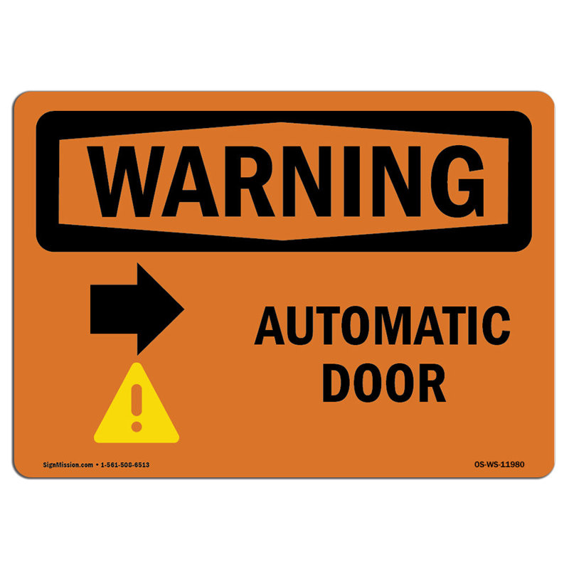 Porte automatique [flèche droite] avec panneau en aluminium 12 x 18, H 12 po x l 18 po x P 0,1 po