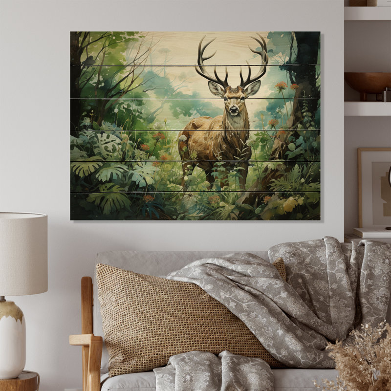 " Deer Emerald Grace I ", 10" H x 20" W x 0.78" D