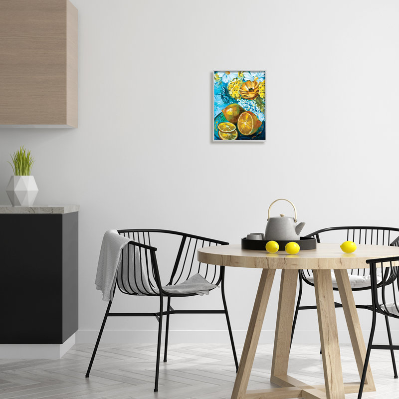 «Lemons & Flowers, peinture sur bois» par Linda McClure, reproduction, H 14 po x l 11 po x P 1,5 po