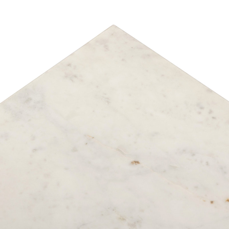 HAMMERED IRON Marble End Table, White Marble Top/Antique Brass Base