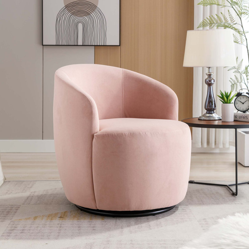 Genece Upholstered Swivel Accent Chair, Pink Velvet