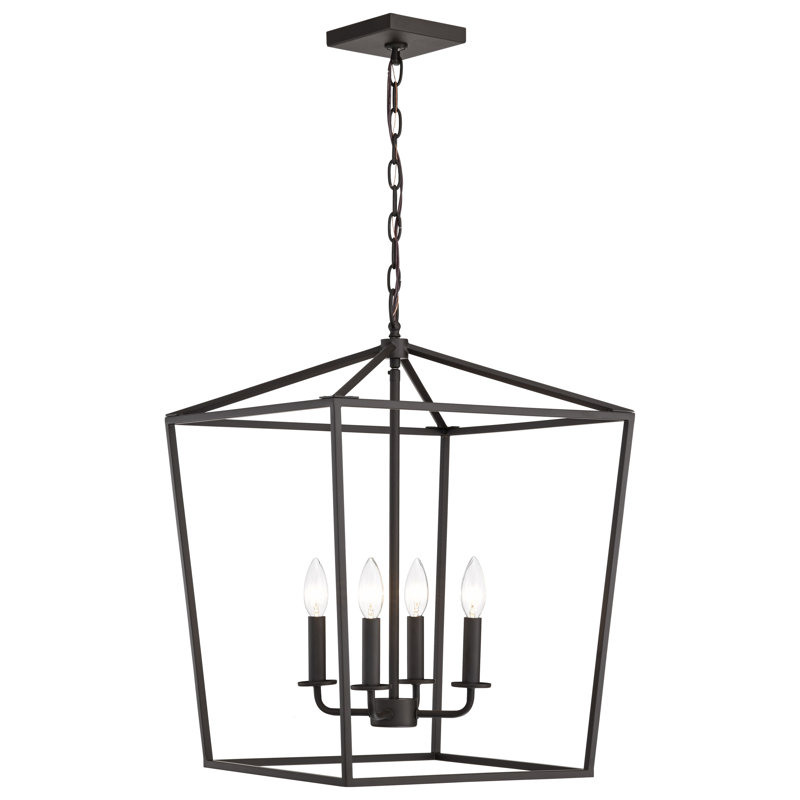 Lustre rectangulaire 4 lumières Azair, H 26,5 po x l 20 po x P 20 po, Bronze foncé