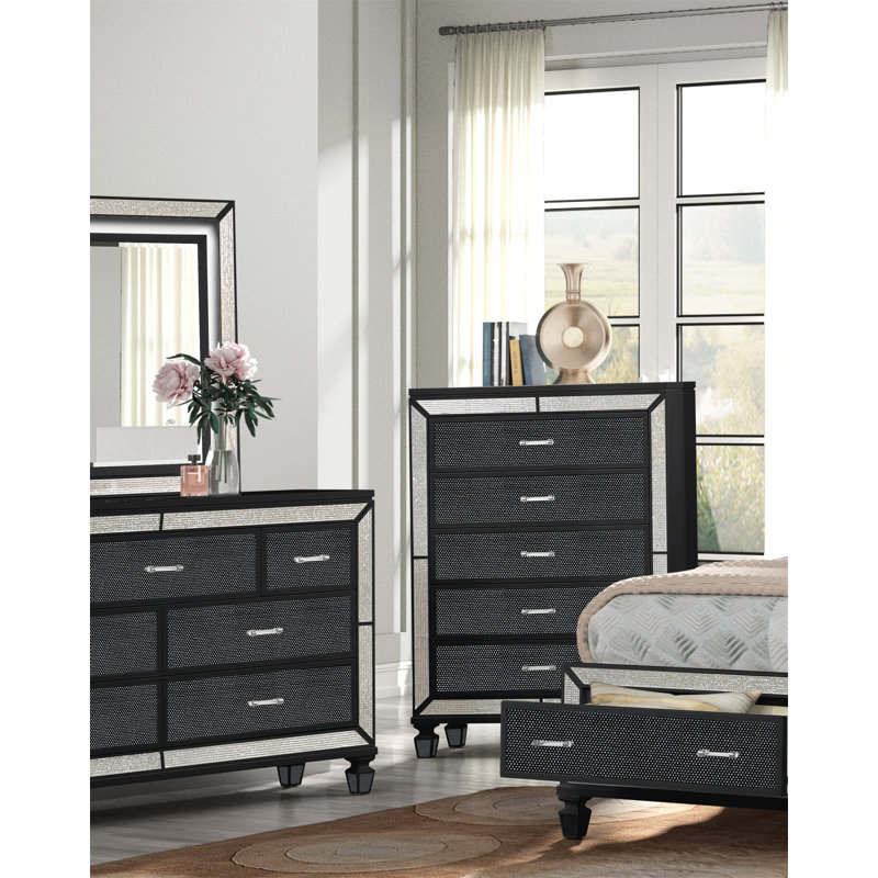 Commode 5 tiroirs l 37 po MIGGINS, Noir