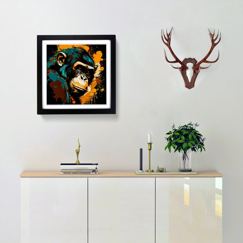 Monkey Expressionism - Framed Print, Black