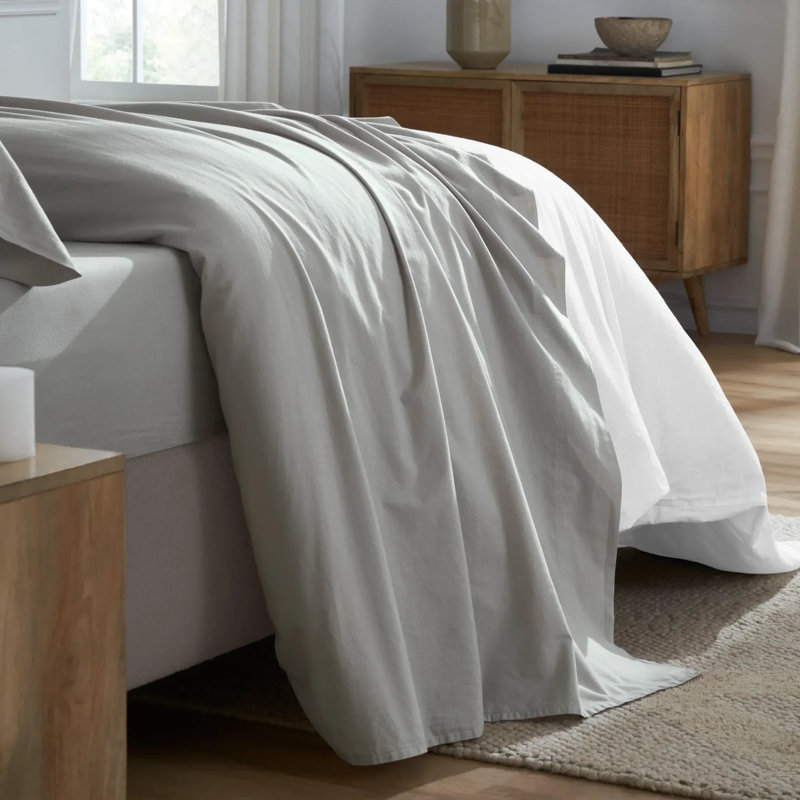 Ensemble de draps 100% coton Blue Nile Mills, Argent, Très grand lit
