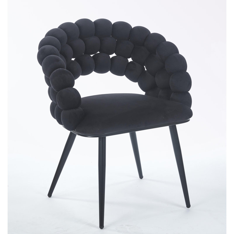 Ensemble de 2 chaises de salle à manger avec pieds en métal et dossier confortable, Noir