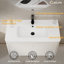 Lavabo de meuble-lavabo intégré moderne en résine 36 po avec trou de robinet simple et trop-plein, lavabo de salle de bain classique à rebords arrondis sans soudure