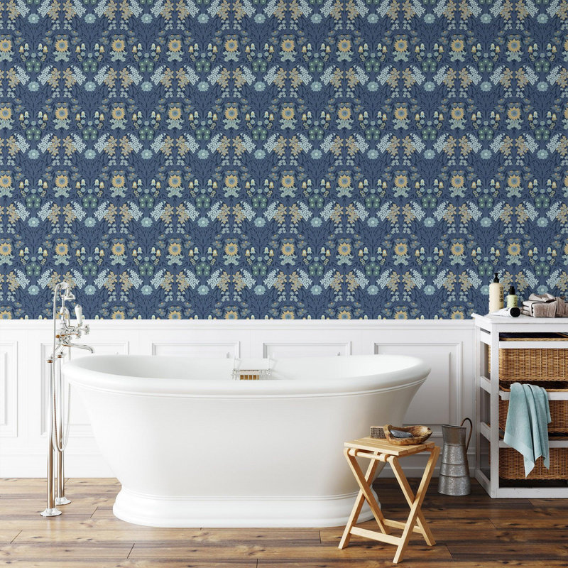 Wild Meadow - Papier peint, Bleu marine indigo, Peler et coller, Auto-adhésif