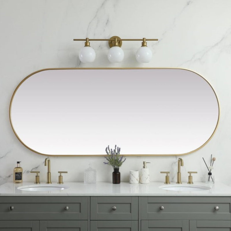 Elington Metal Oval Mirror, 72"  x 30" , Brass