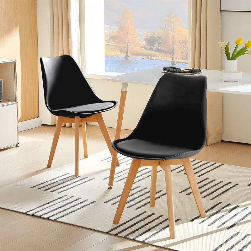 Nero Upholstered Dining Chair, Beech, Black, 2